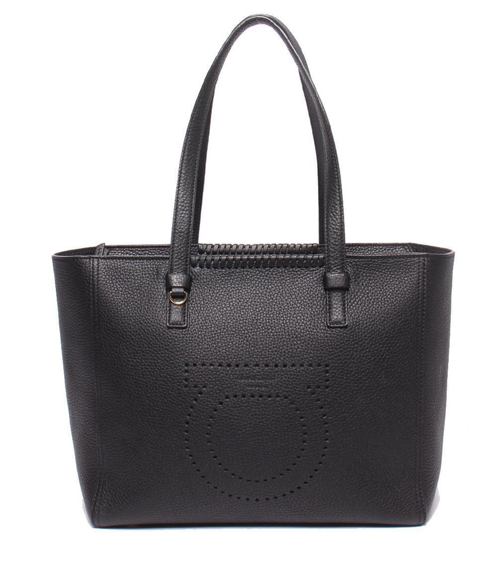 Salvatore Ferragamo Gancini Tote Bag Leather Black